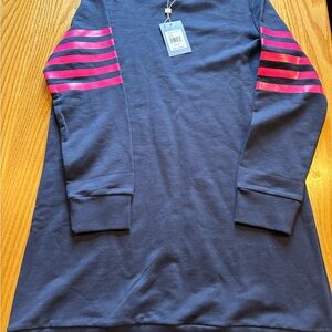 Sail To Sable Women’s Blue with Hot Pink Stripes Sweatshirt Style Dress M NWT